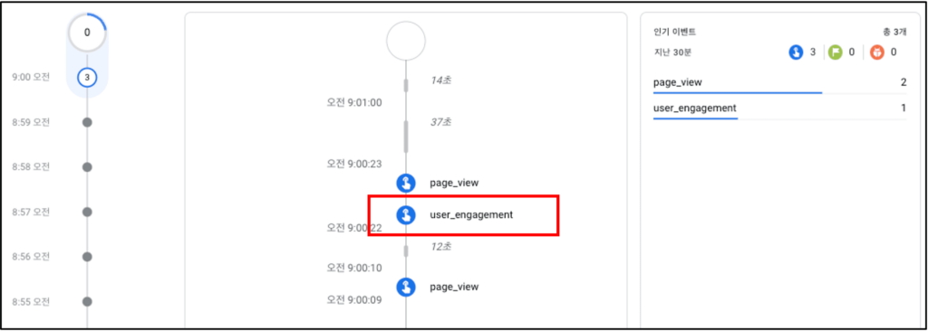 [그림 1] 디버그뷰 : user_engagement